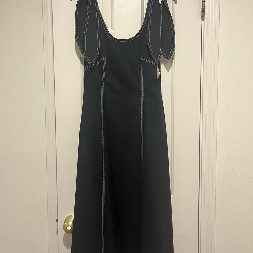 Fun Navy Dress with contrasting White Stitching